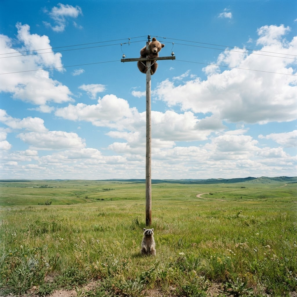 Jimothy the legend and the bear stuck on a distant pole